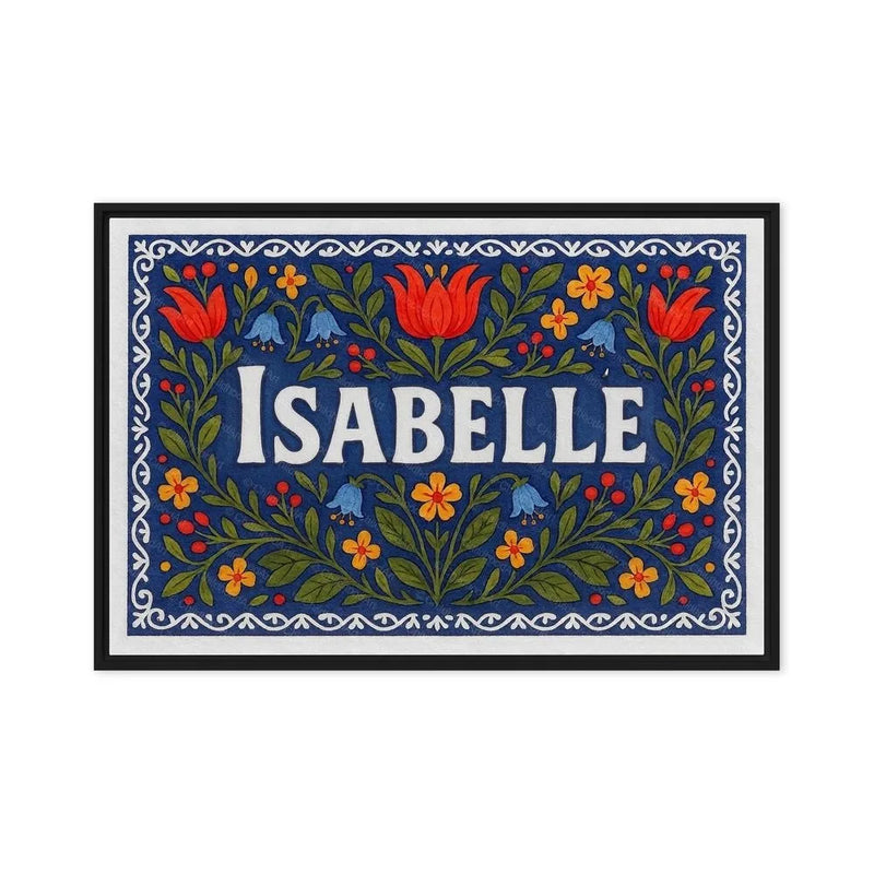 Isabelle Name Art - Floral Farmhouse personalized wall print for kids