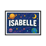 Isabelle Name Art - Space Explorers personalized wall print for kids