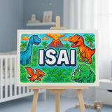 Isai Name Art - Dinosaur Adventure personalized wall print for kids