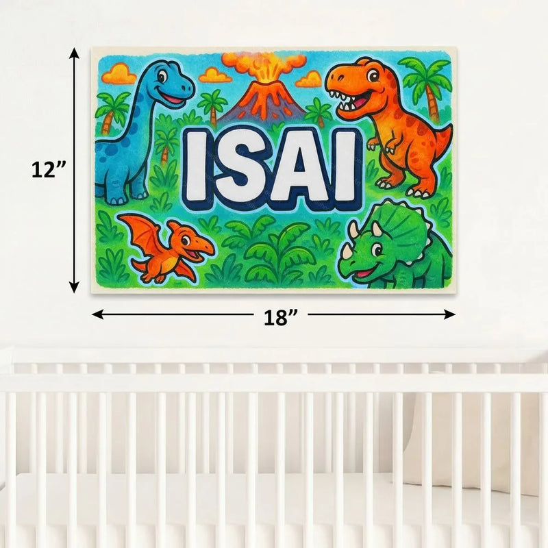 Isai Name Art - Dinosaur Adventure personalized wall print for kids