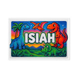 Isiah Name Art - Dinosaur Adventure personalized wall print for kids