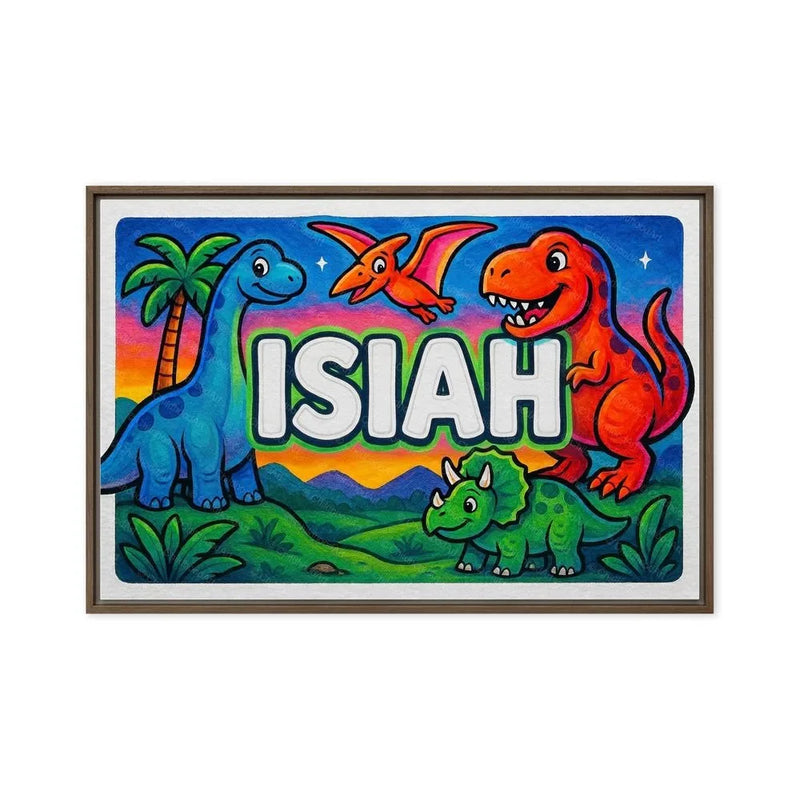 Isiah Name Art - Dinosaur Adventure personalized wall print for kids