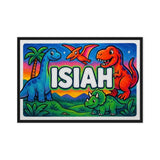 Isiah Name Art - Dinosaur Adventure personalized wall print for kids