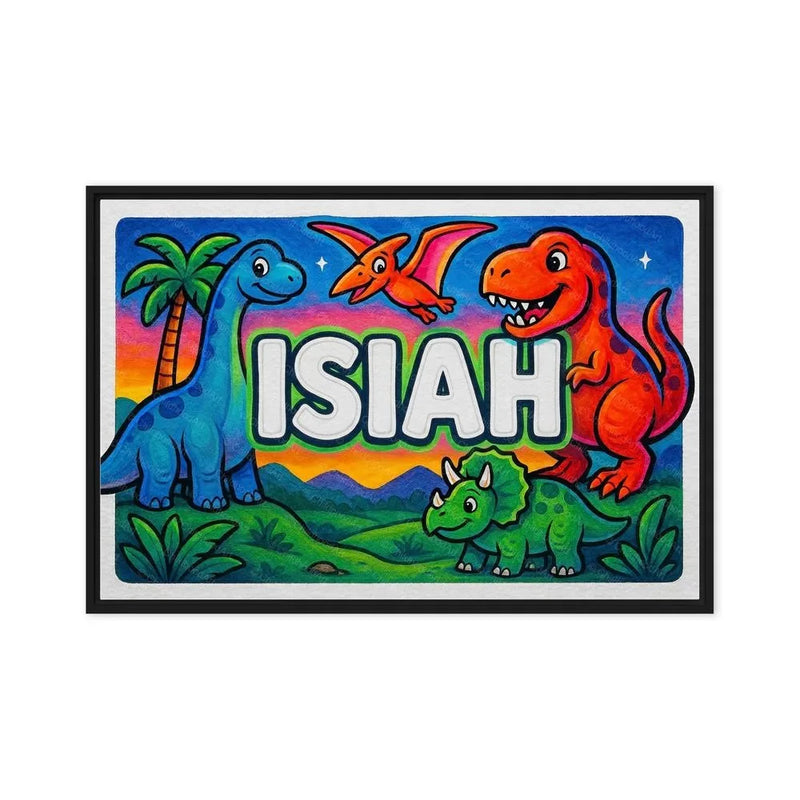 Isiah Name Art - Dinosaur Adventure personalized wall print for kids