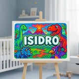 Isidro Name Art - Dinosaur Adventure personalized wall print for kids