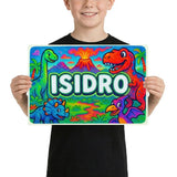 Isidro Name Art - Dinosaur Adventure personalized wall print for kids