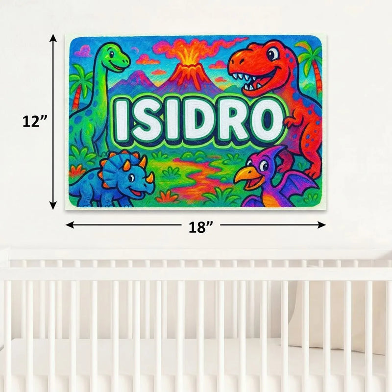 Isidro Name Art - Dinosaur Adventure personalized wall print for kids