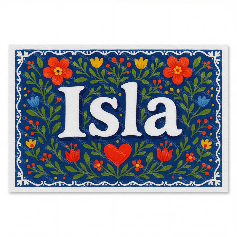 Calm personalized name art for Isla