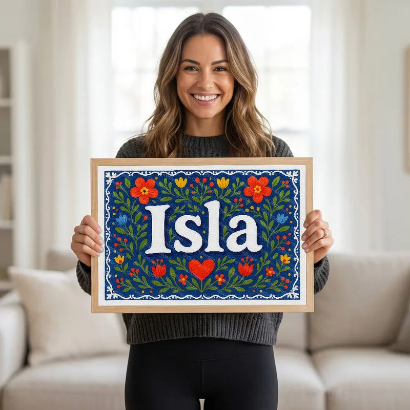 Calm personalized name art for Isla