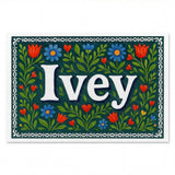 Ivey Name Art - Floral Farmhouse personalized wall print for kids