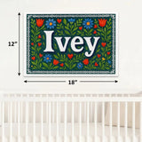 Ivey Name Art - Floral Farmhouse personalized wall print for kids