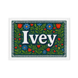 Ivey Name Art - Floral Farmhouse personalized wall print for kids