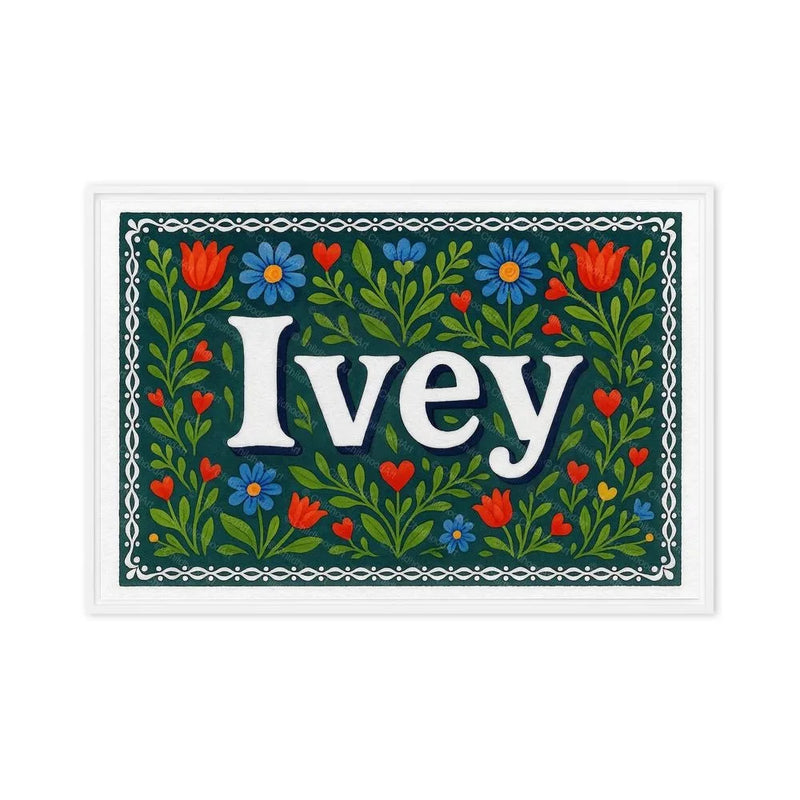 Ivey Name Art - Floral Farmhouse personalized wall print for kids
