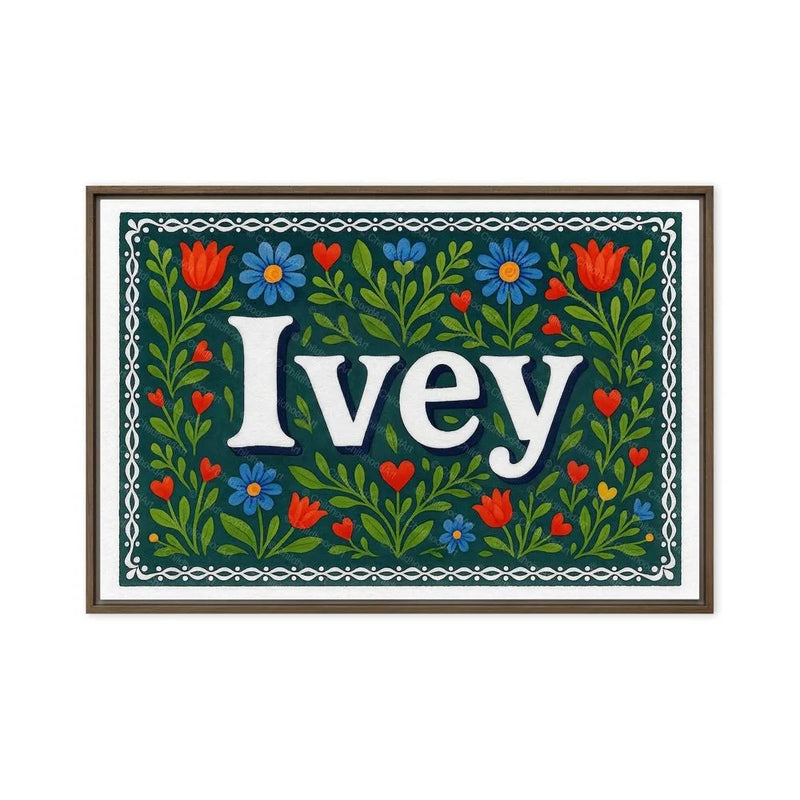 Ivey Name Art - Floral Farmhouse personalized wall print for kids