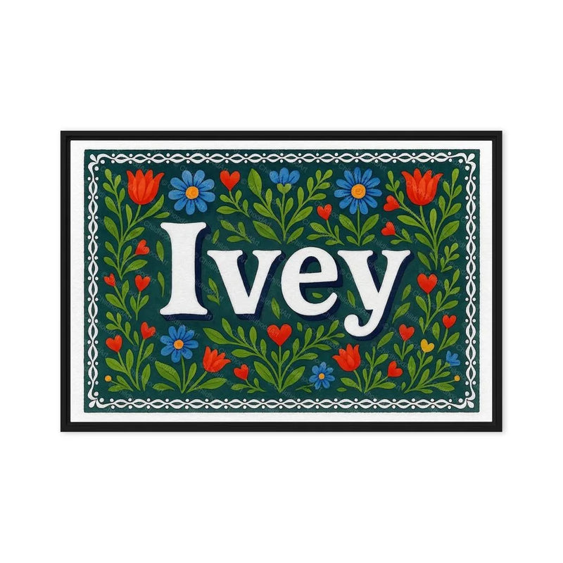 Ivey Name Art - Floral Farmhouse personalized wall print for kids