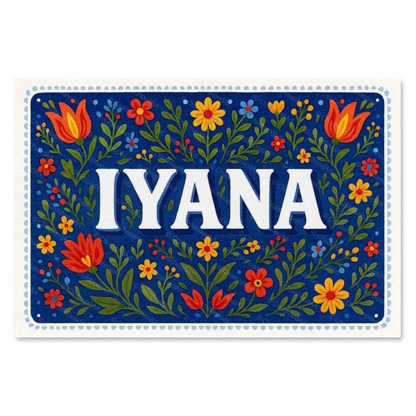 Personalized Iyana name art print in the Floral farmhouse style