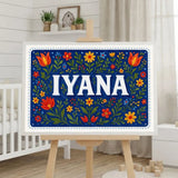 Iyana Name Art - Floral Farmhouse personalized wall print for kids