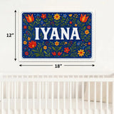 Iyana Name Art - Floral Farmhouse personalized wall print for kids