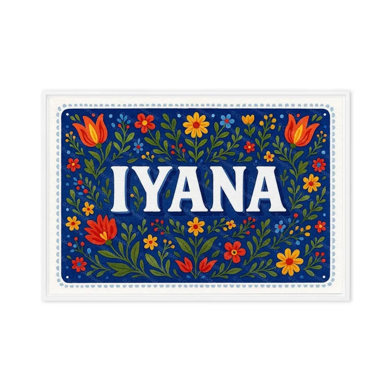 Iyana Name Art - Floral Farmhouse personalized wall print for kids