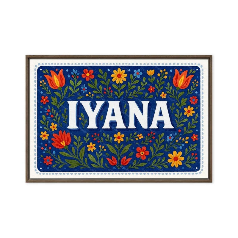 Iyana Name Art - Floral Farmhouse personalized wall print for kids