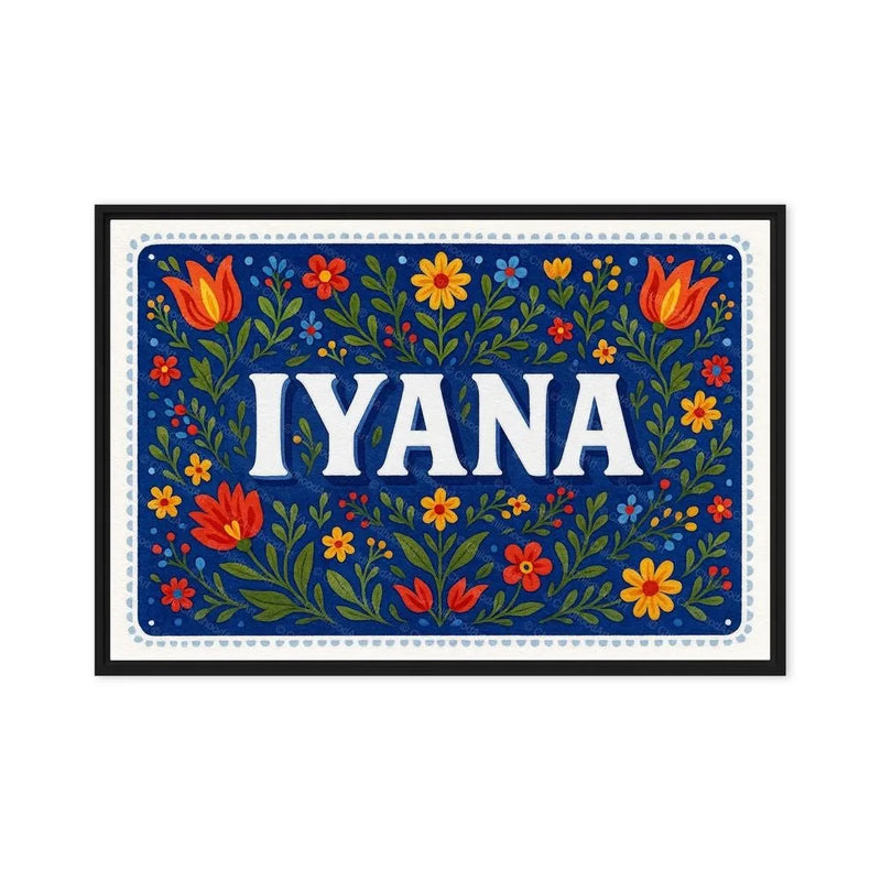 Iyana Name Art - Floral Farmhouse personalized wall print for kids