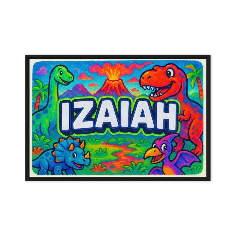 Izaiah Name Art - Dinosaur Adventure personalized wall print for kids