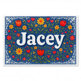 Jacey Name Art - Floral Farmhouse personalized wall print for kids