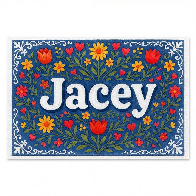Jacey Name Art - Floral Farmhouse personalized wall print for kids