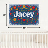 Jacey Name Art - Floral Farmhouse personalized wall print for kids