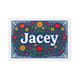 Jacey Name Art - Floral Farmhouse personalized wall print for kids