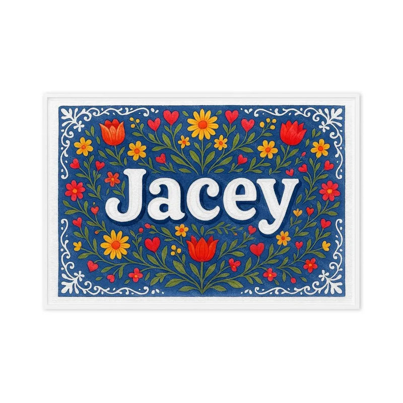 Jacey Name Art - Floral Farmhouse personalized wall print for kids