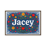 Jacey Name Art - Floral Farmhouse personalized wall print for kids