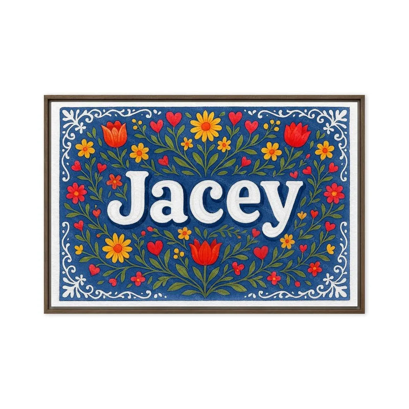 Jacey Name Art - Floral Farmhouse personalized wall print for kids
