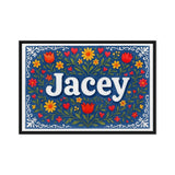 Jacey Name Art - Floral Farmhouse personalized wall print for kids