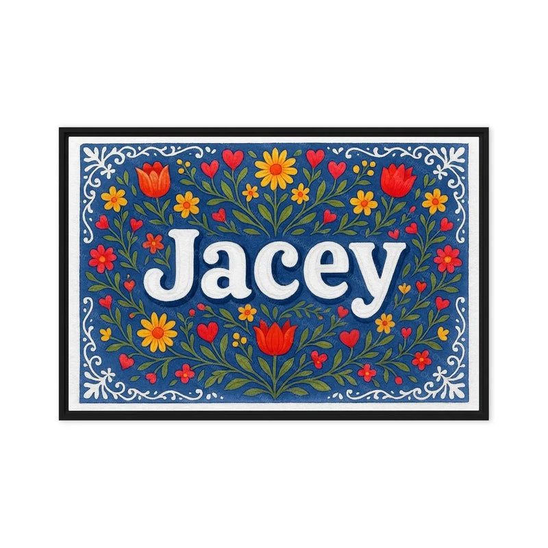 Jacey Name Art - Floral Farmhouse personalized wall print for kids