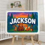 Jackson Name Art - Forest Friends personalized wall print for kids