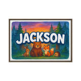 Jackson Name Art - Forest Friends personalized wall print for kids