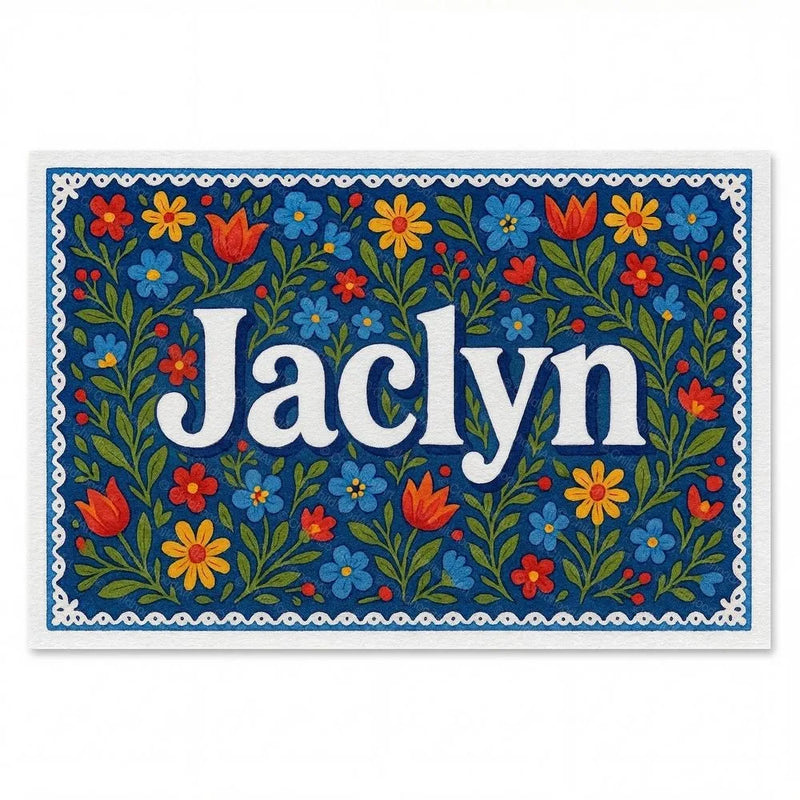 Jaclyn Name Art - Floral Farmhouse personalized wall print for kids