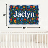 Jaclyn Name Art - Floral Farmhouse personalized wall print for kids