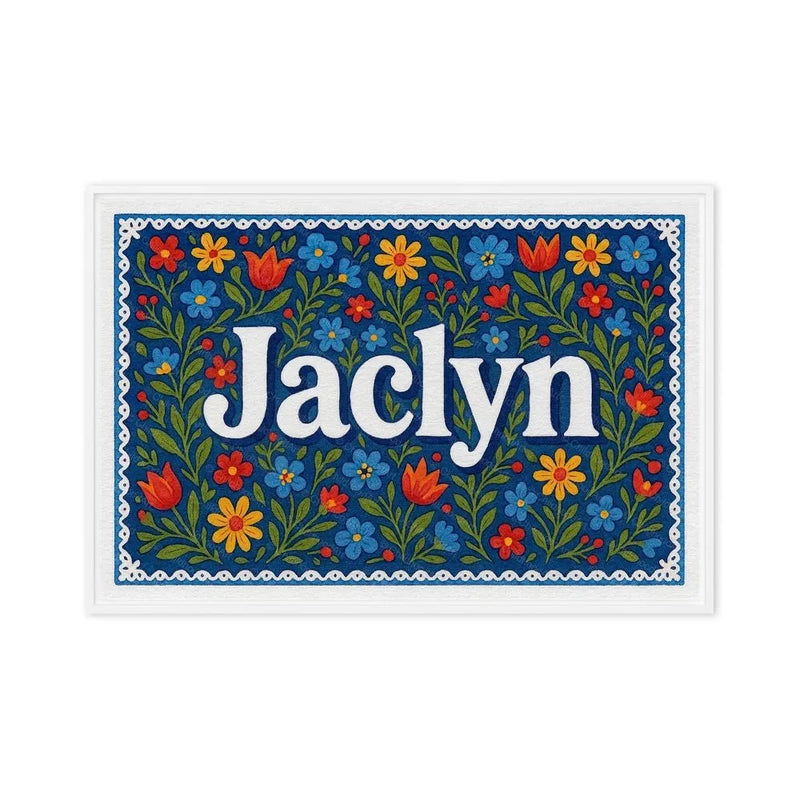 Jaclyn Name Art - Floral Farmhouse personalized wall print for kids