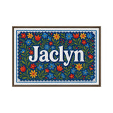 Jaclyn Name Art - Floral Farmhouse personalized wall print for kids