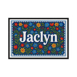Jaclyn Name Art - Floral Farmhouse personalized wall print for kids
