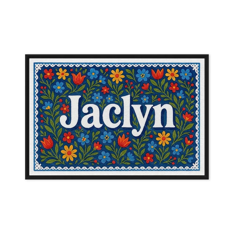 Jaclyn Name Art - Floral Farmhouse personalized wall print for kids