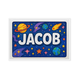 Jacob Name Art - Space Explorers personalized wall print for kids