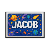 Jacob Name Art - Space Explorers personalized wall print for kids