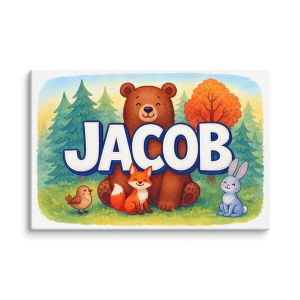 Jacob Name Art - Forest Friends Personalized Wall Art