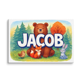 Jacob Name Art - Forest Friends personalized wall print for kids