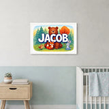 Jacob Name Art - Forest Friends personalized wall print for kids