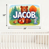 Jacob Name Art - Forest Friends personalized wall print for kids