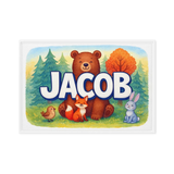 Jacob Name Art - Forest Friends personalized wall print for kids